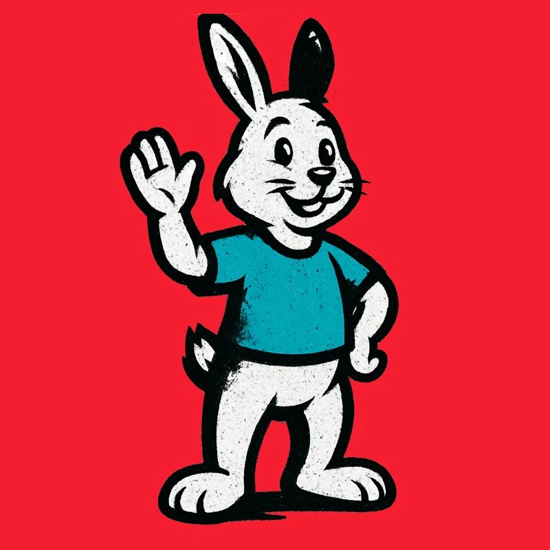 Winkernder Hase im Blau