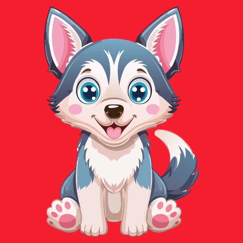 Dessin animé de chiot husky mignon