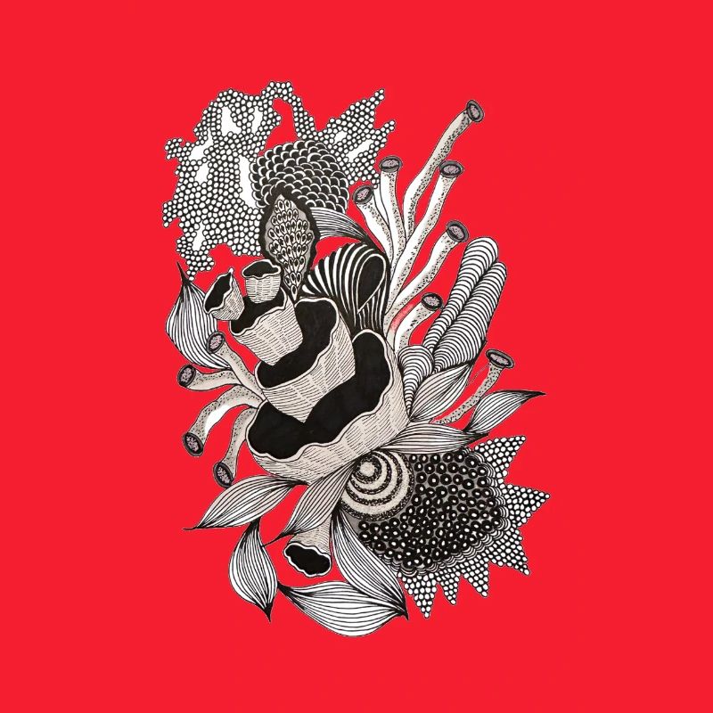 Illustration monochrome de fleurs de panda