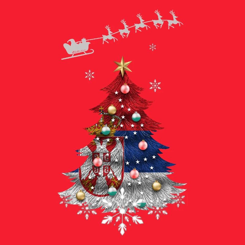 Weihnachtsbaum mit serbischer Flagge