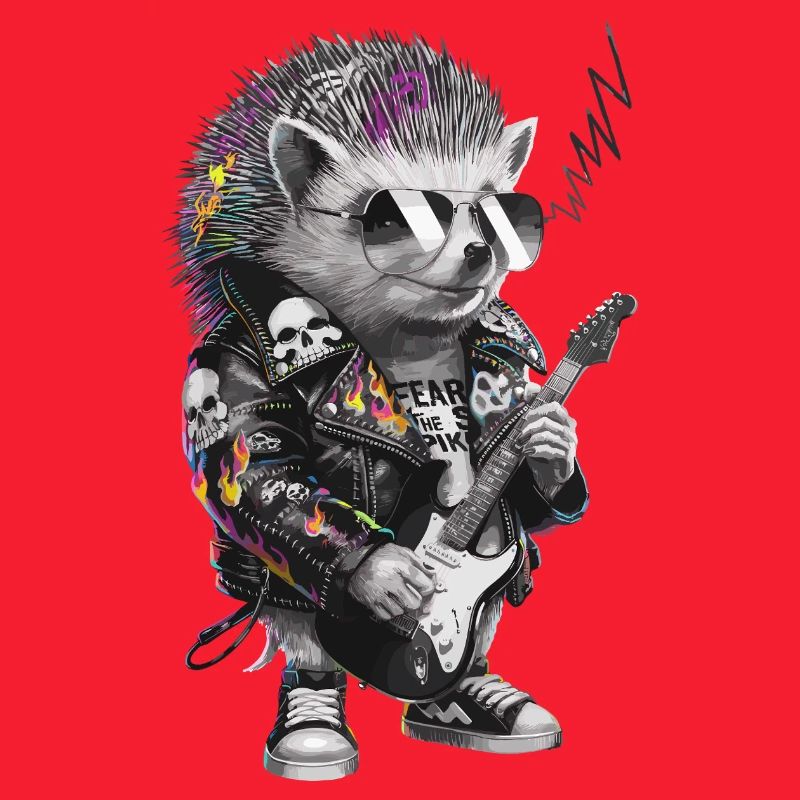 Punkig Igel mit E-Gitarre