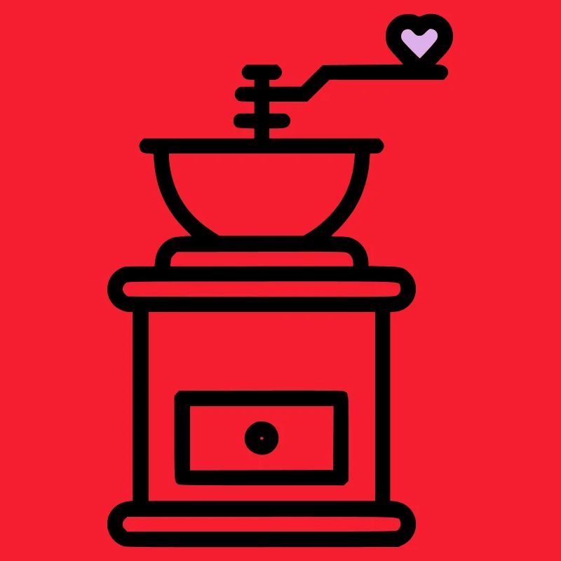 Coffee Love: Coffee Grinder with Heart Vector