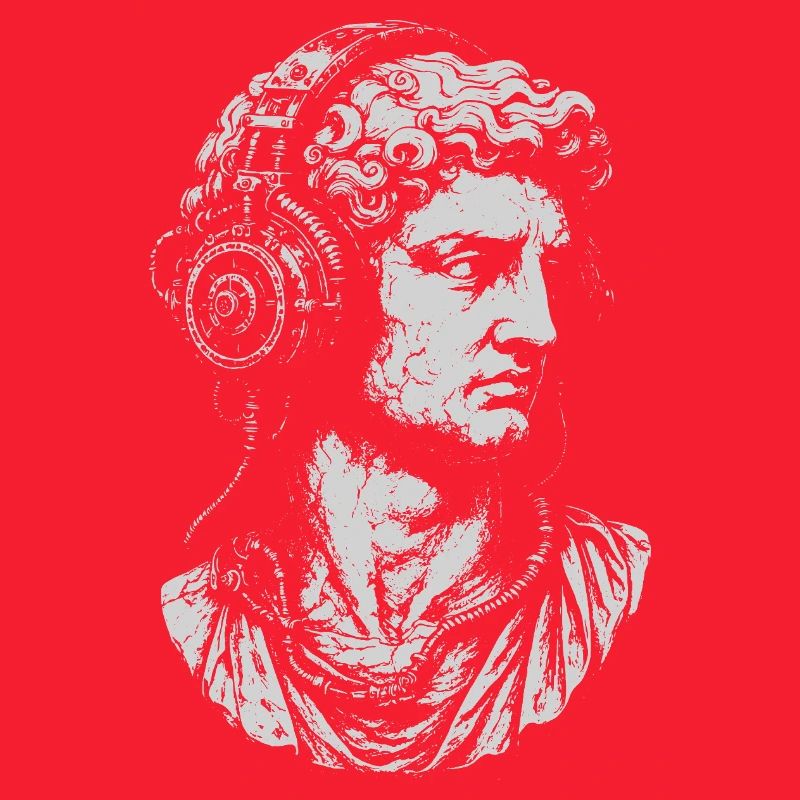 Classical Bust with steampunk Headphones