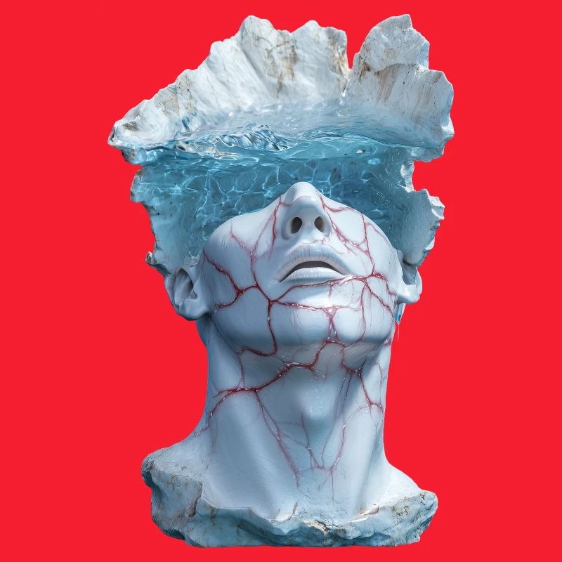 surreal marble statue bust
