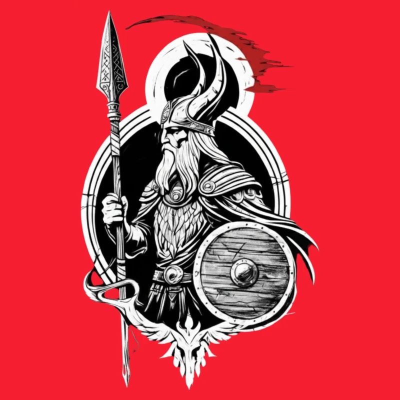 Shield Wall Warrior - Viking with Spear Design