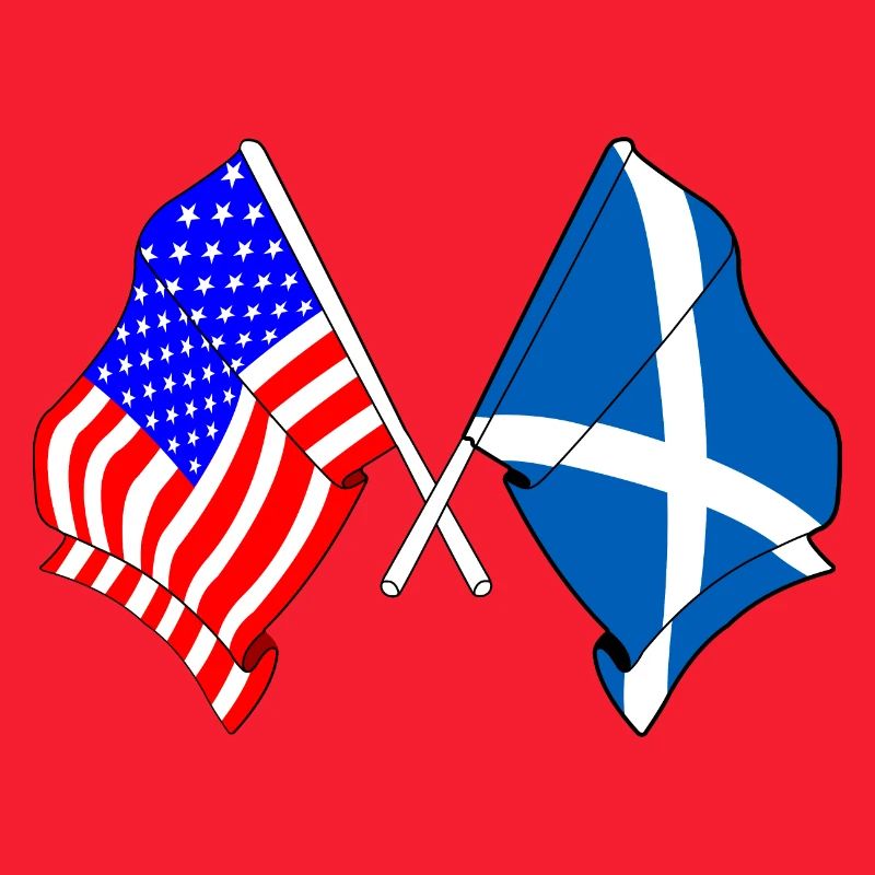 Drapeau des États-Unis et drapeau de l’Écosse