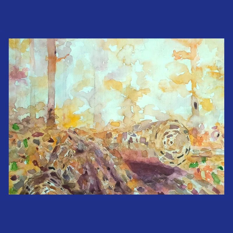 Wald-Aquarelllandschaft im Herbst