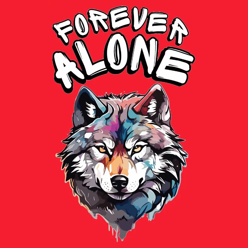 Ein farbenfrohes Wolfsporträt mit einer Botschaft
