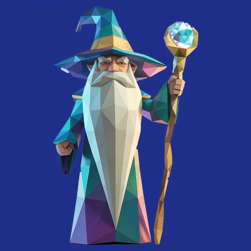 Wise Wizard - Cooles Low-Poly-Logo
