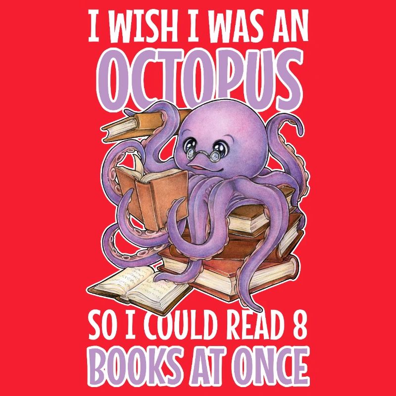 Reading Octopus in Stack of Books Book Gift
