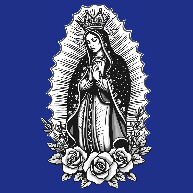 Guadalupe Line Style Rose Motif