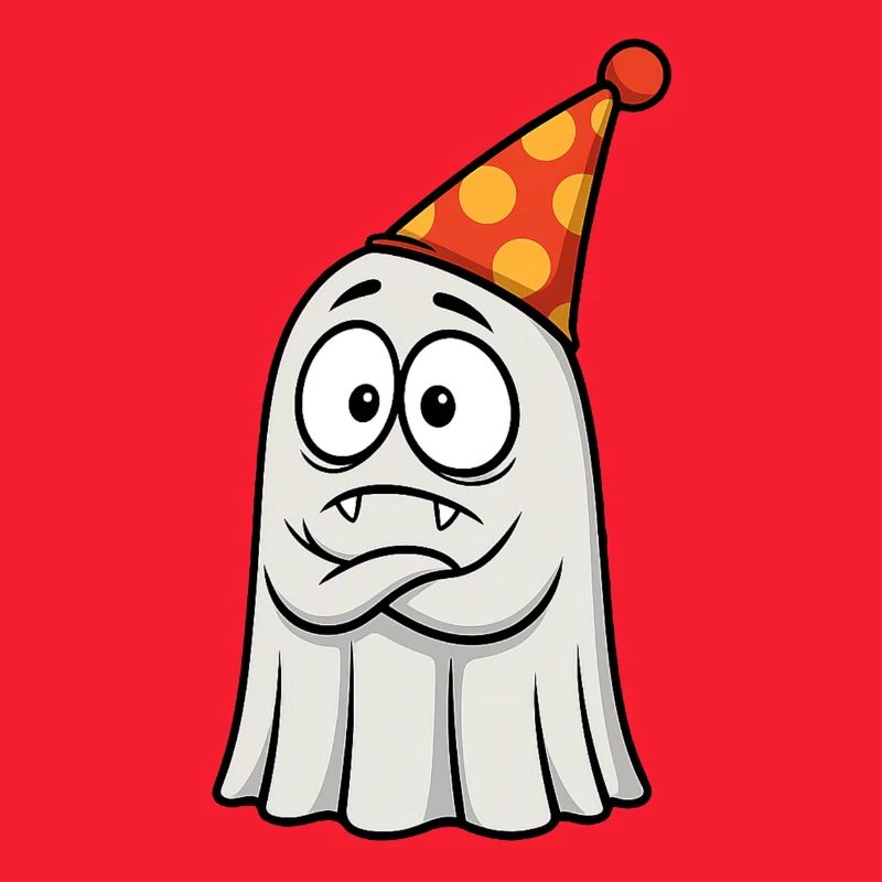 Grumpy Ghost with Party Hat