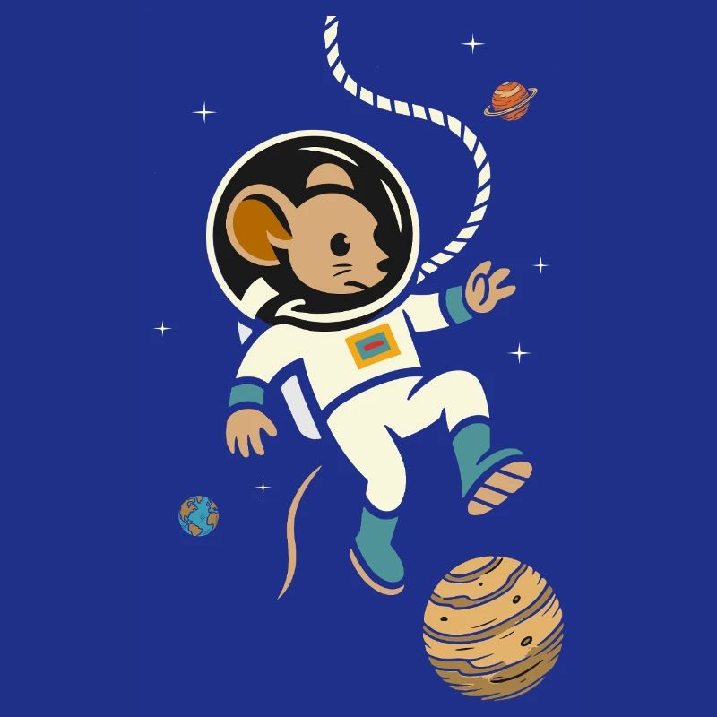 Souris astronaute dans l’espace – Motif mignon de l’espace