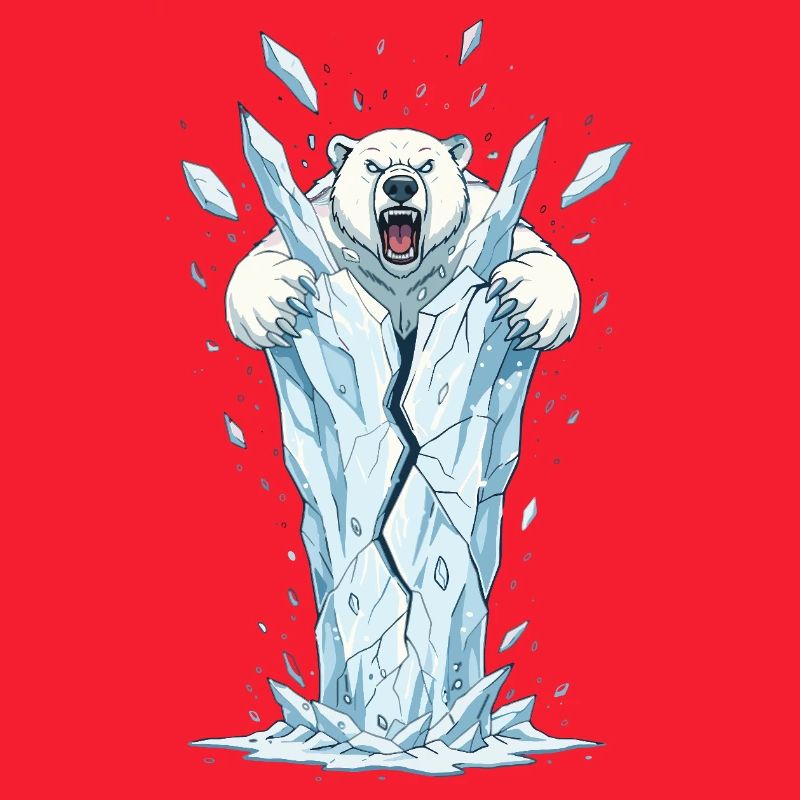 Eisbär bricht Eisblock