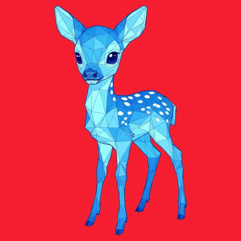 Blue Low-Poly Deer