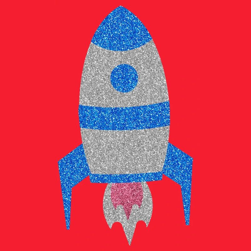Blue Silver Glitter Space Rocket
