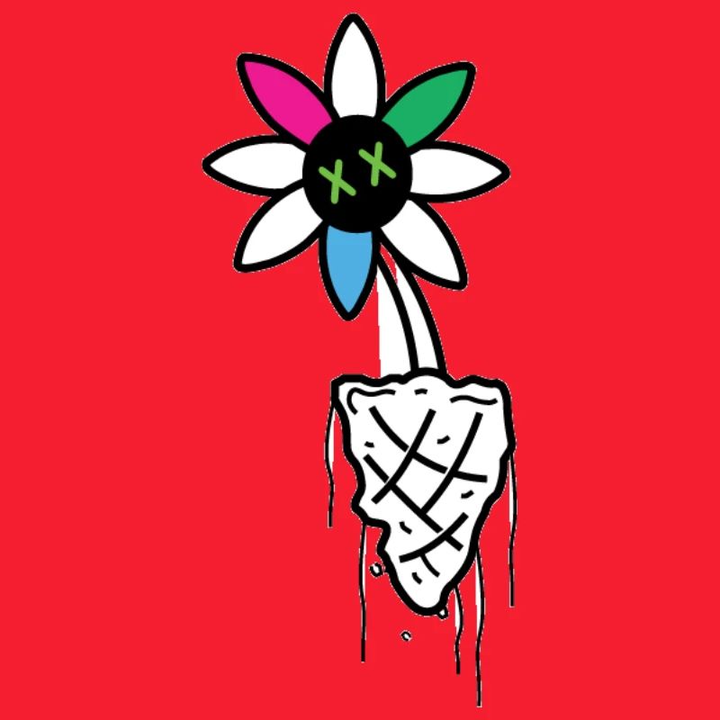 Illustration de crâne de fleur vive