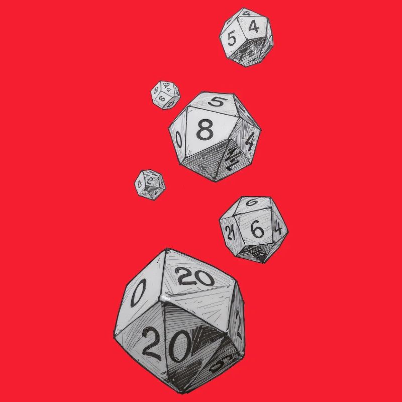 Black and White Role-Playing Dice – Falling Dice