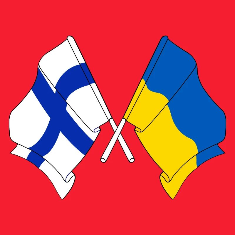 Drapeau de la Finlande et drapeau de l’Ukraine