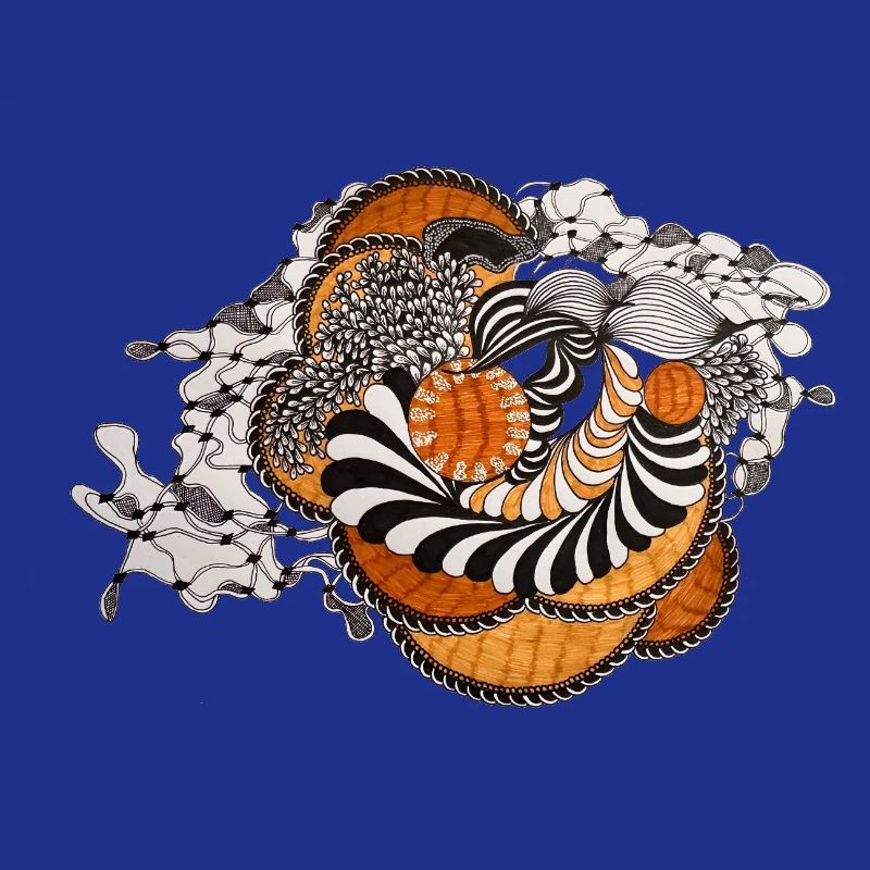 Orange Spiral Black and White Pattern