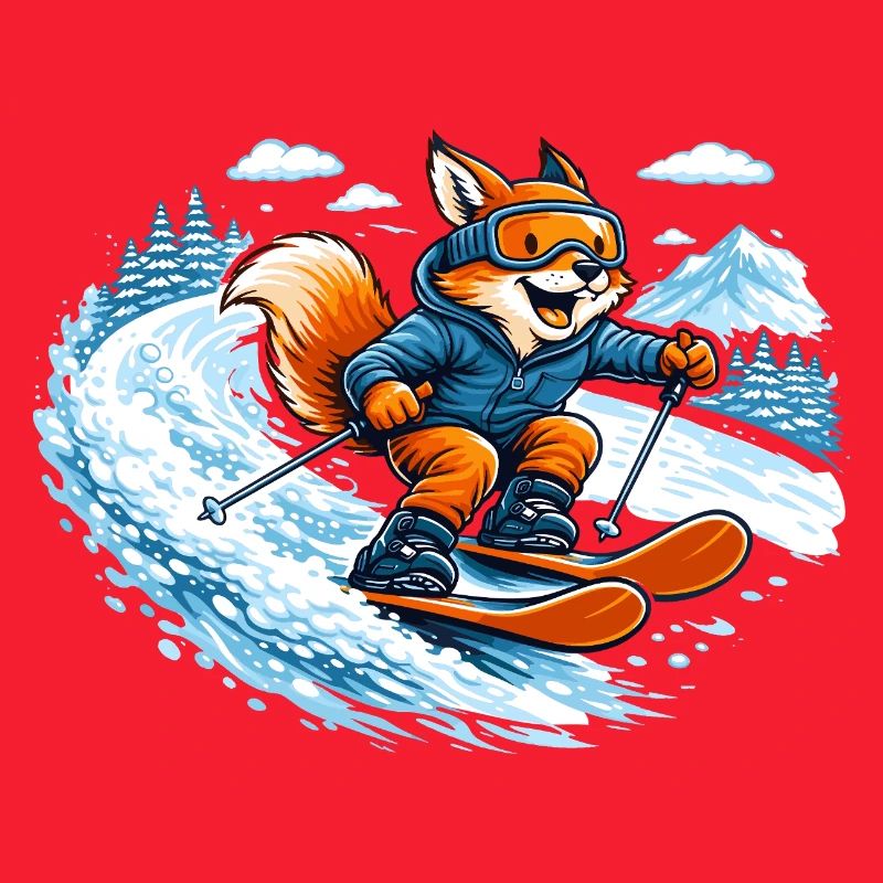 Funny Ski Fox – Comic Winter Motif