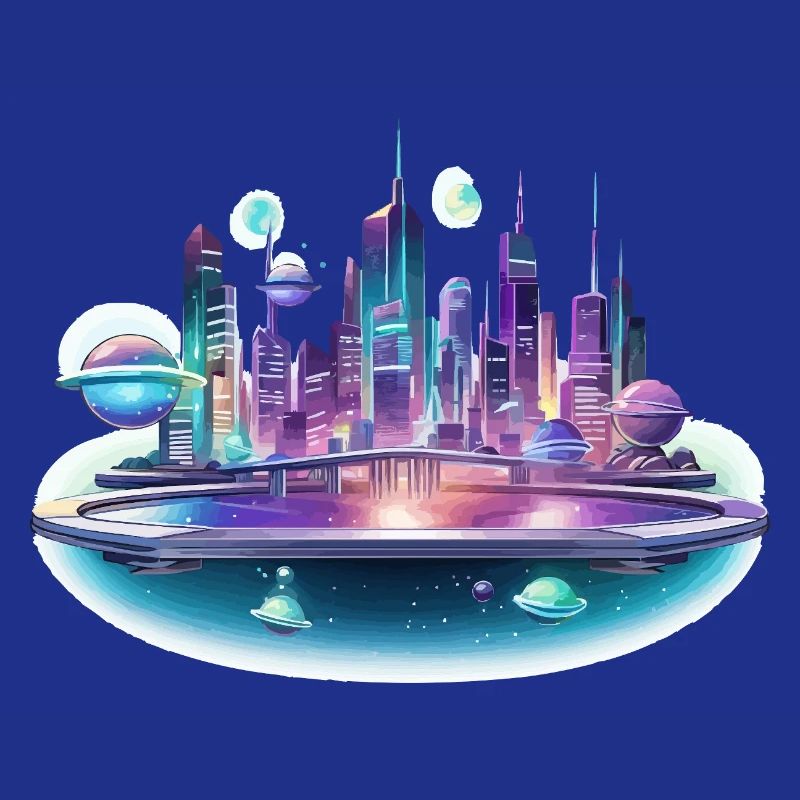 Silhouette de la Cité Spatiale Néon