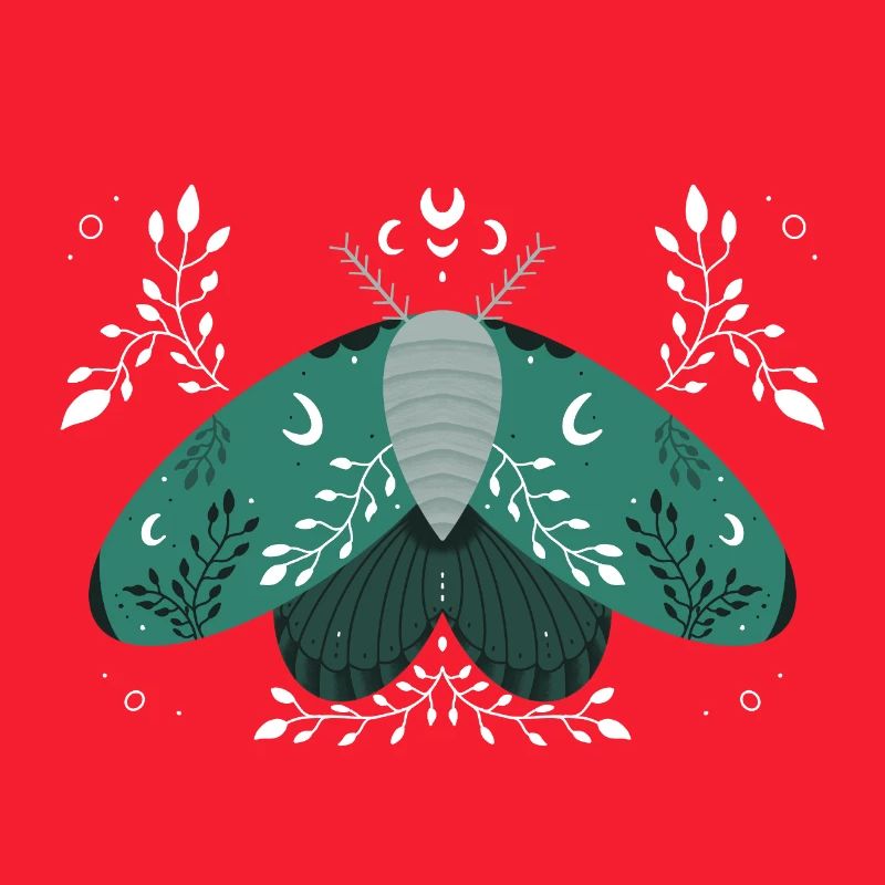 Green Moon Moth with Foliage