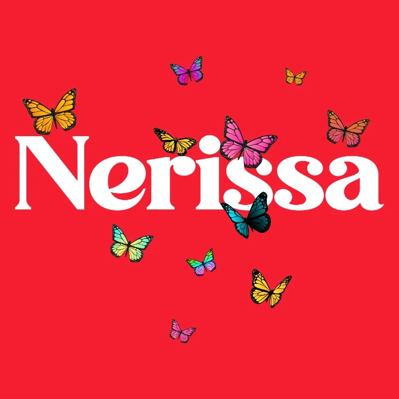 Schöner Mädchenname NERISSA mit Schmetterlingen 