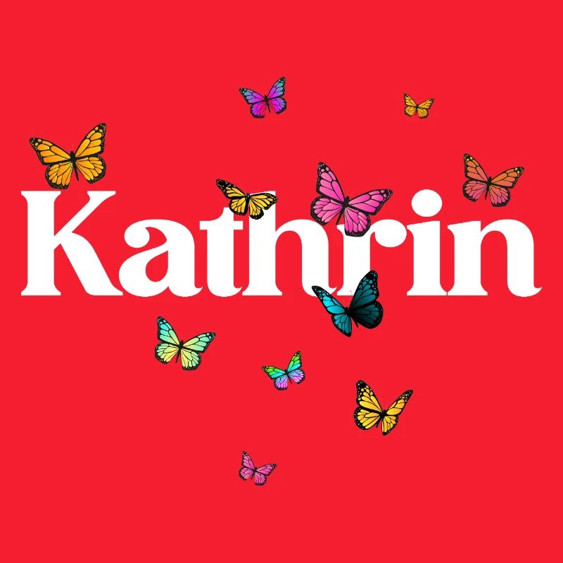 Schöner Mädchenname mit Schmetterlingen KATHRIN