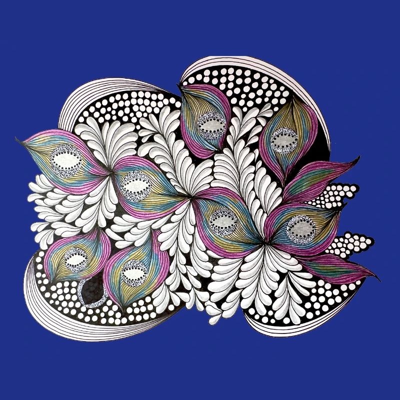 Peacock Feather Doodle Pattern