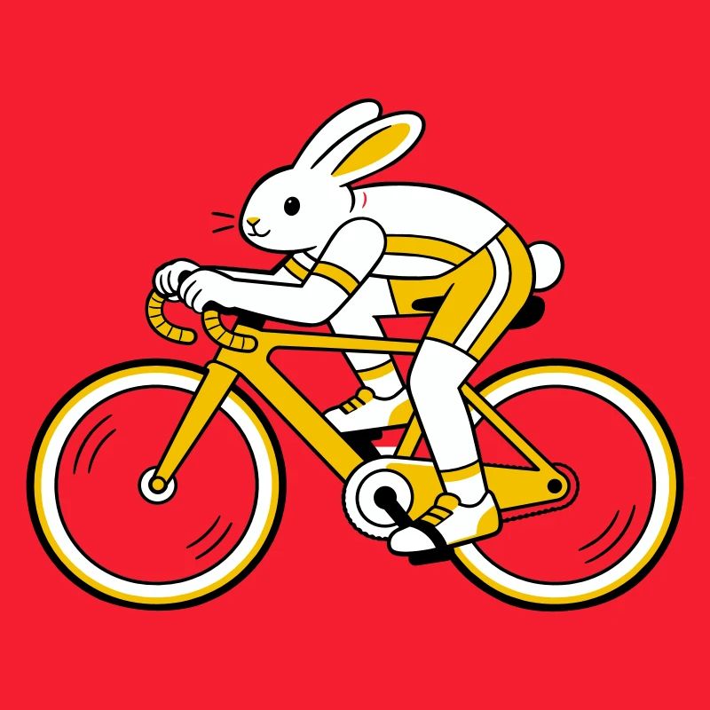 Hase auf einem Rennrad