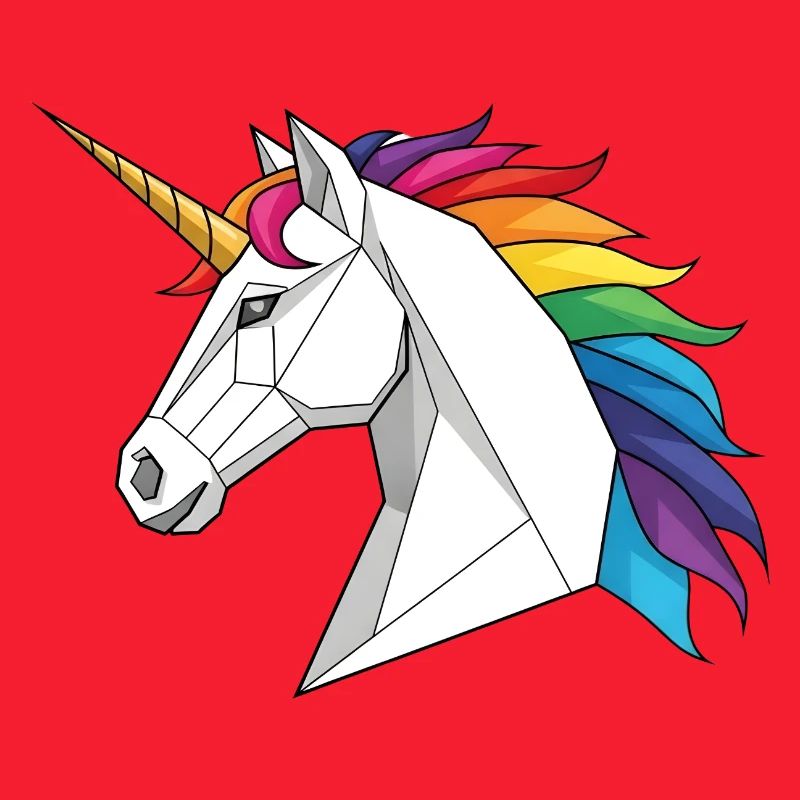 Geometrisches Einhorn mit Regenbogen