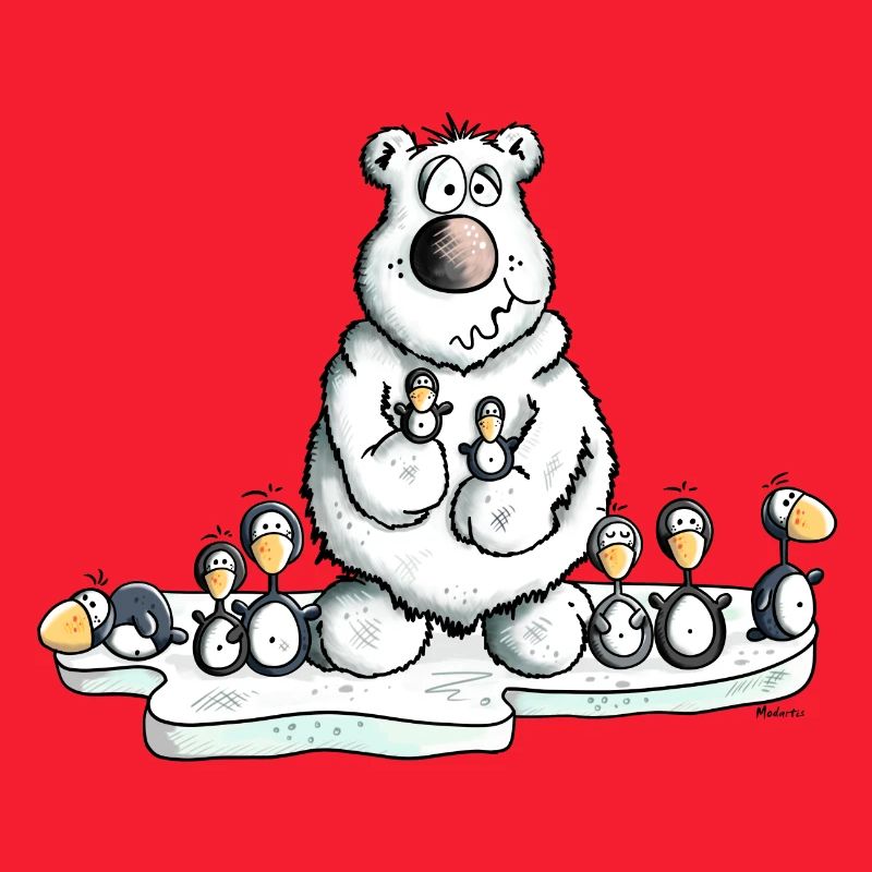 Eisbär mit Pinguinen