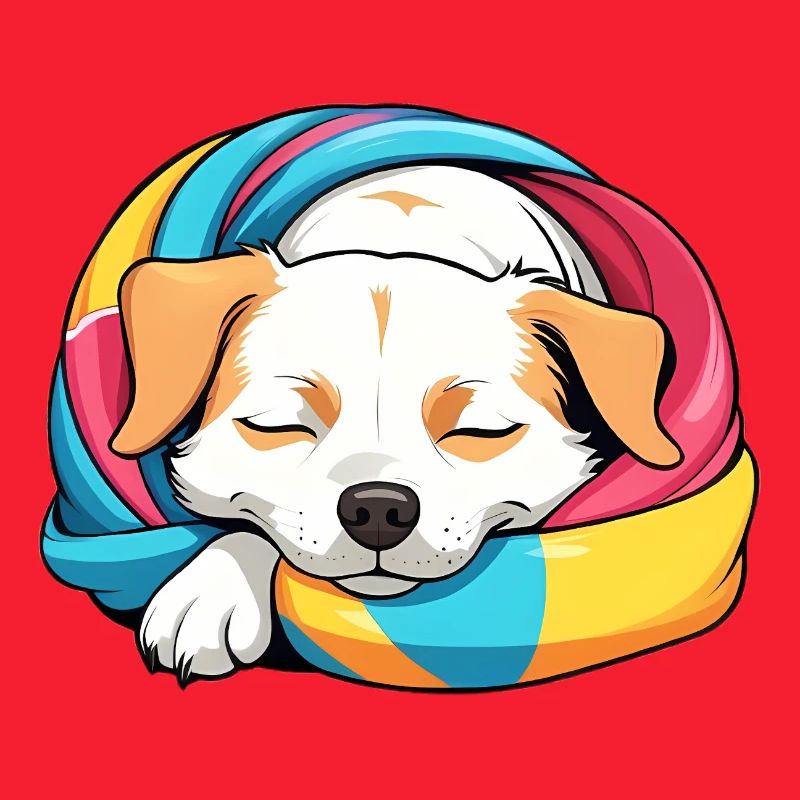 Chiot endormi Écharpe arc-en-ciel