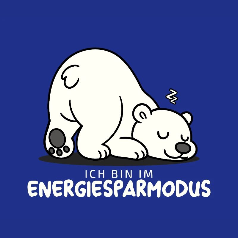 Cute sleeping polar bear in energy saving mode