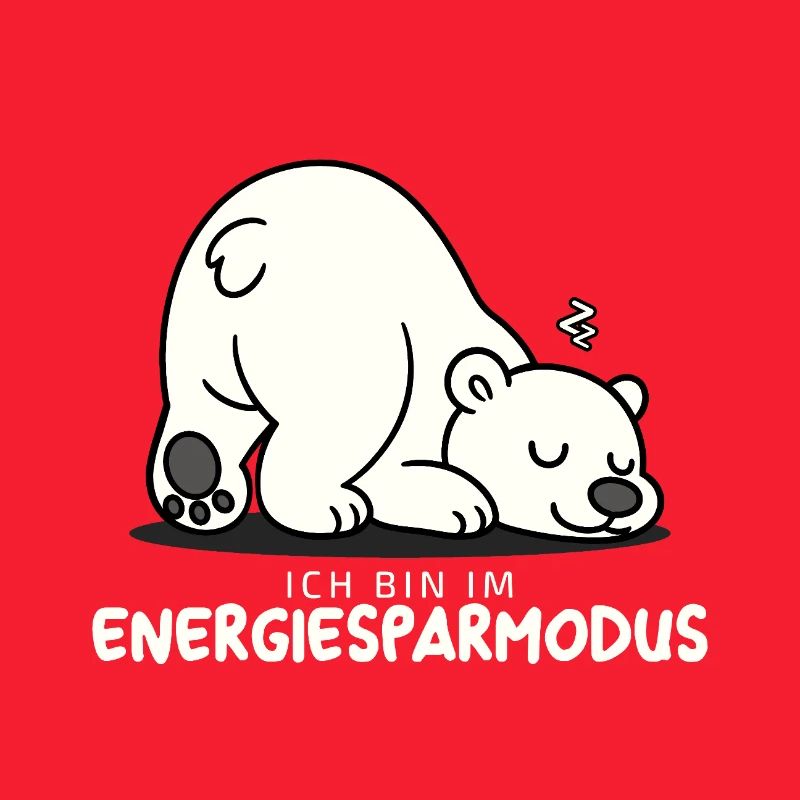 Cute sleeping polar bear in energy saving mode