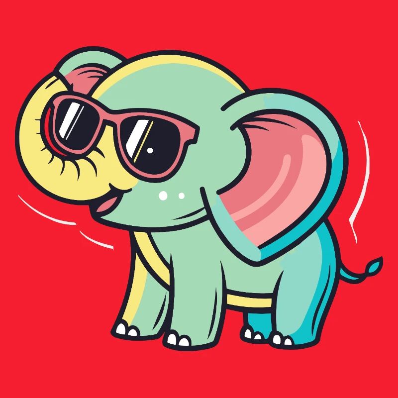 Pastel Elephant with Glasses