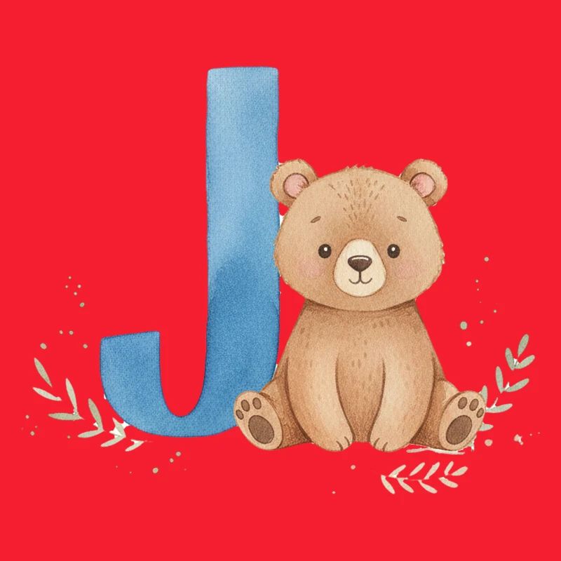 J et Teddy Bear design de l’aquarelle