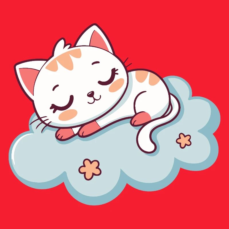 Sleeping Kitten on Soft Cloud
