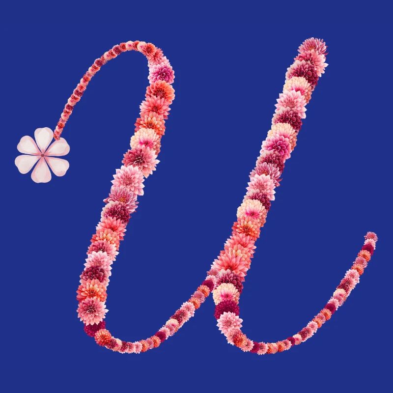 Romantic floral monogram "U"