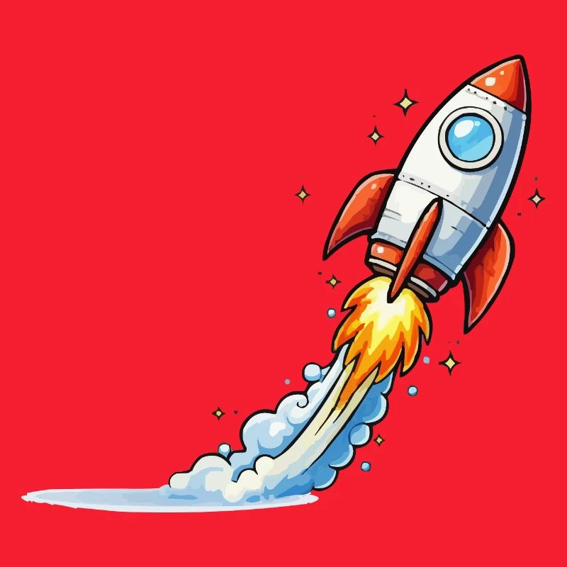 Rocket Launch Cartoon Design