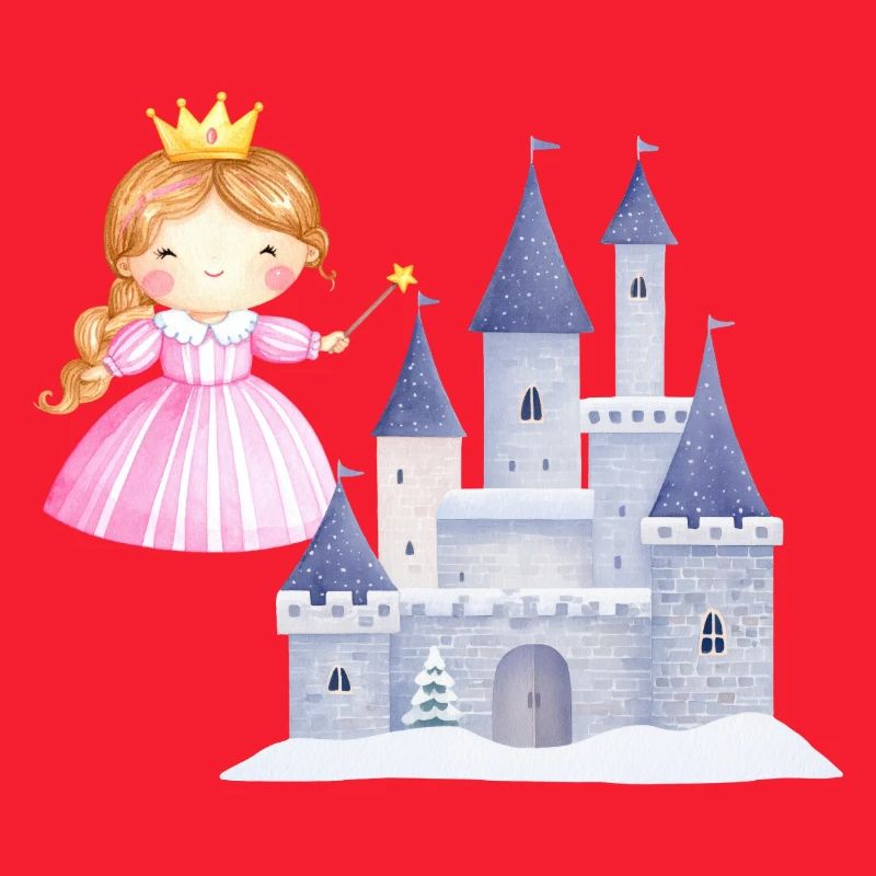 Princesse devant le château de neige