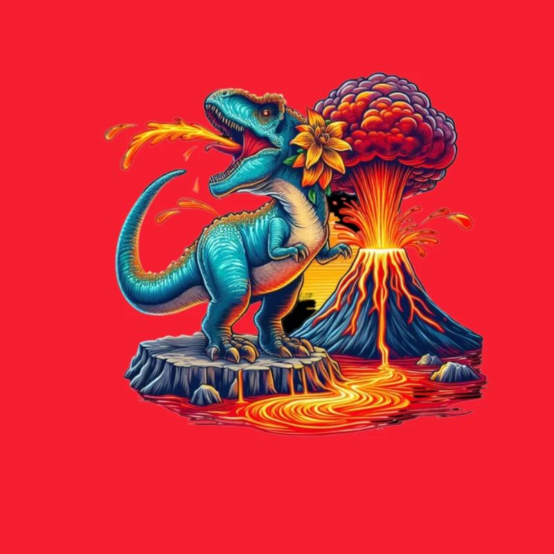 Éruption du volcan Dino avec fleur