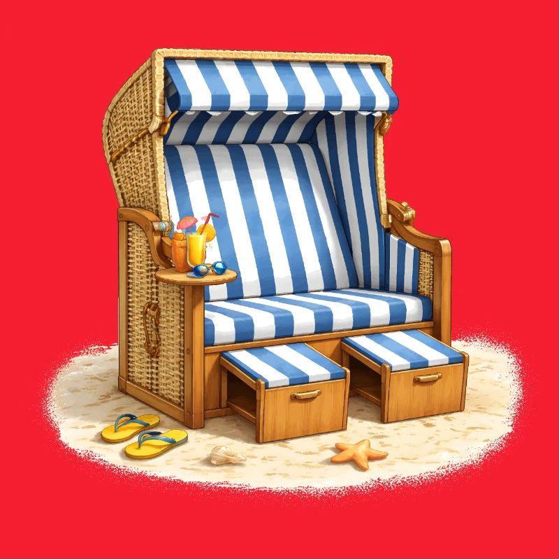 Chaise longue de plage dans le sable avec une boisson d’été