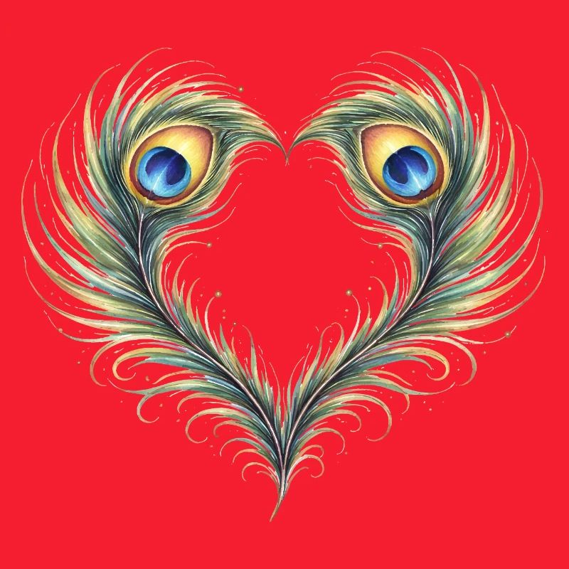Peacock Feather Heart Ornament Boho Gift