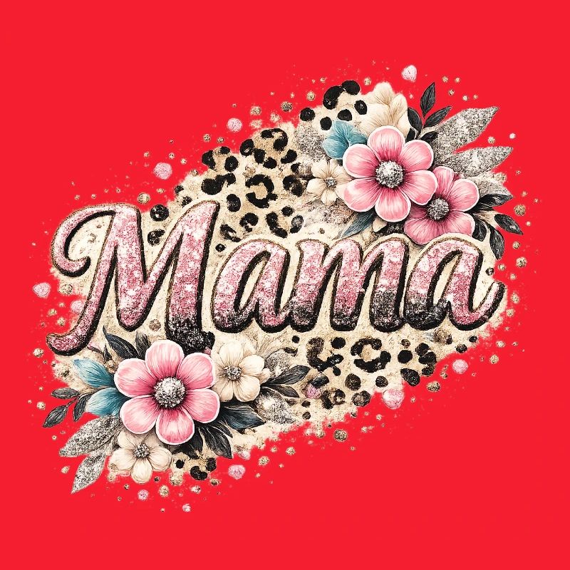 Mama Glitter Leopard Blumen Muttertag Geschenk 