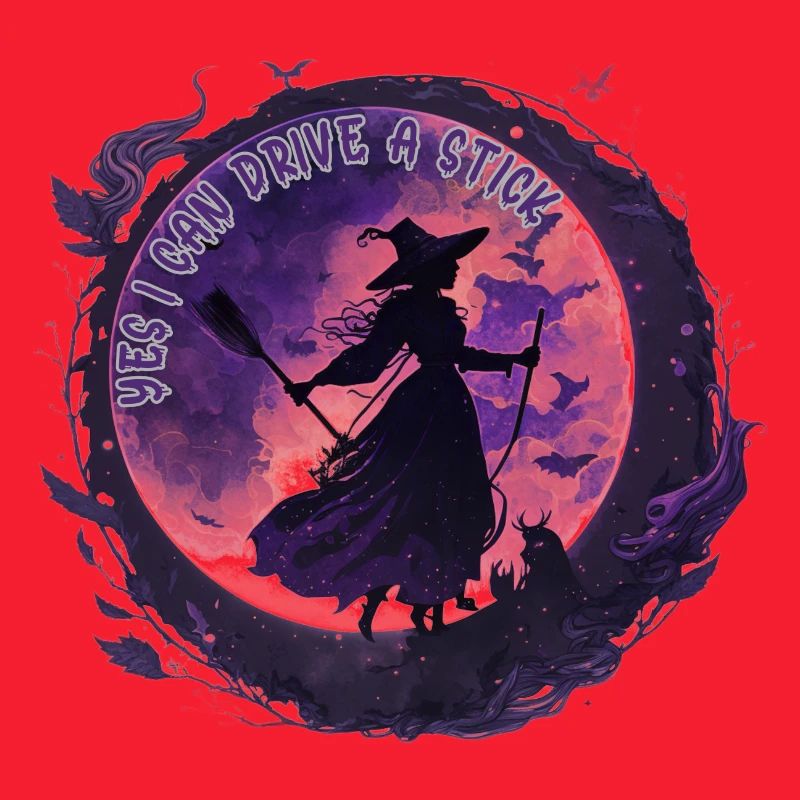 Moon Magic Witch Under Night Moon Halloween