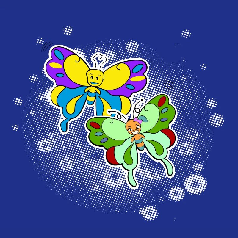 Two butterflies with pixel cloud