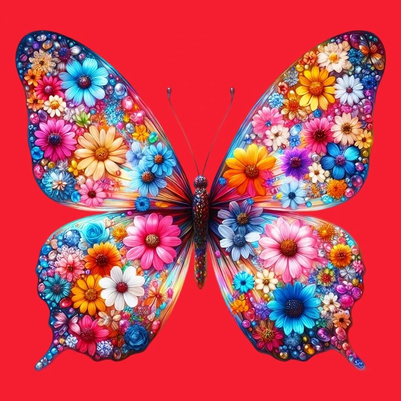 Papillon décoré de fleurs