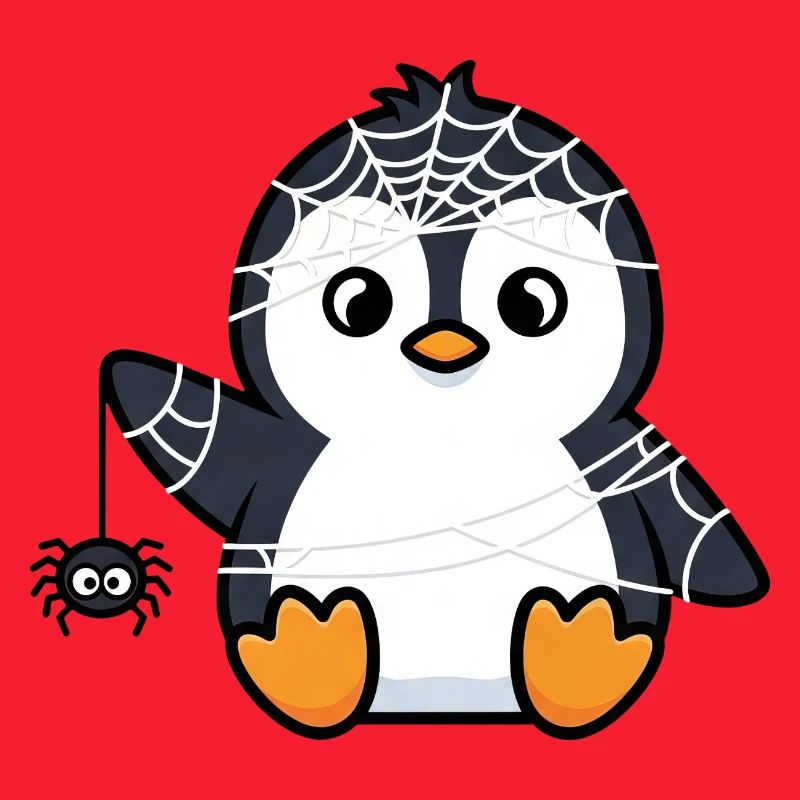 Funny Halloween Penguin with Spider Web Costume